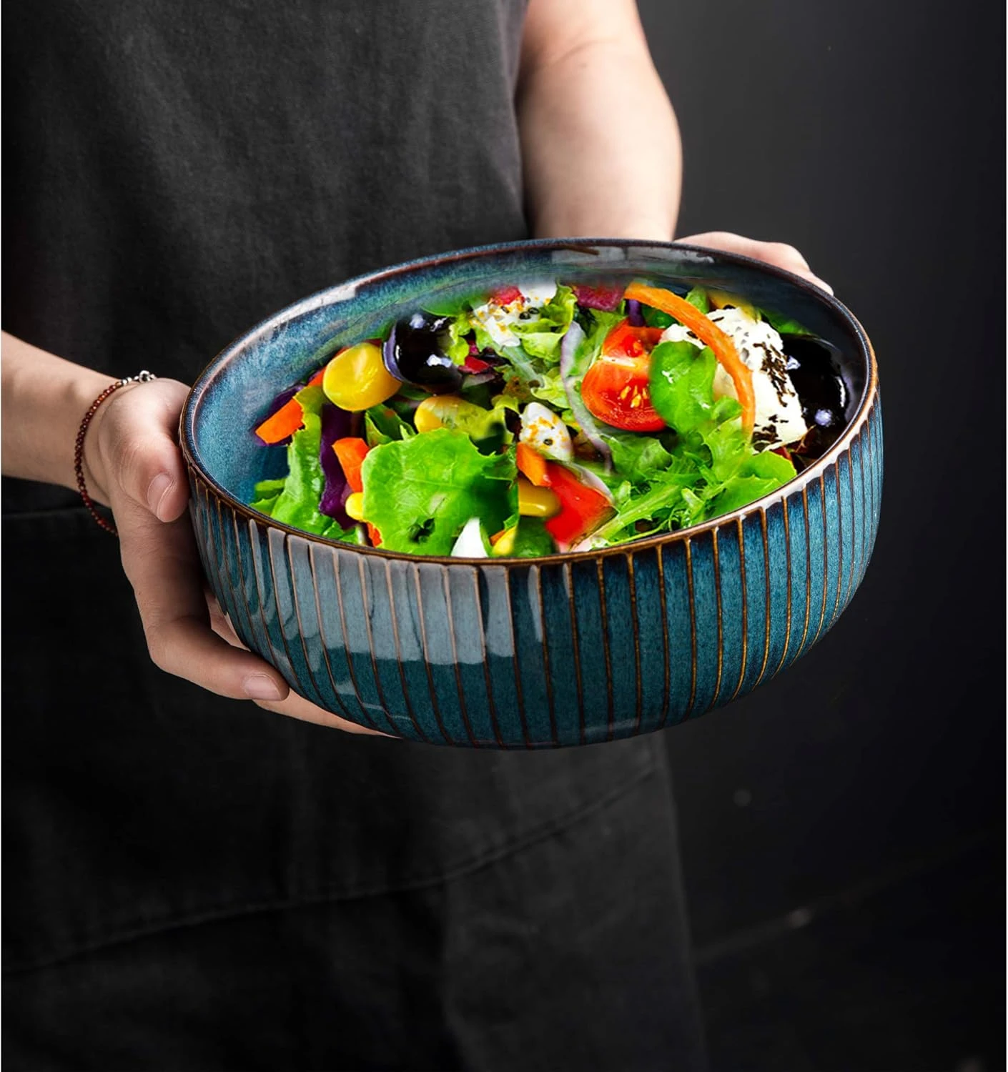 CSYY Large Salad Bowl, 1800ml Large Bowl Porcelain Fruit Serving Bowls, Stylish