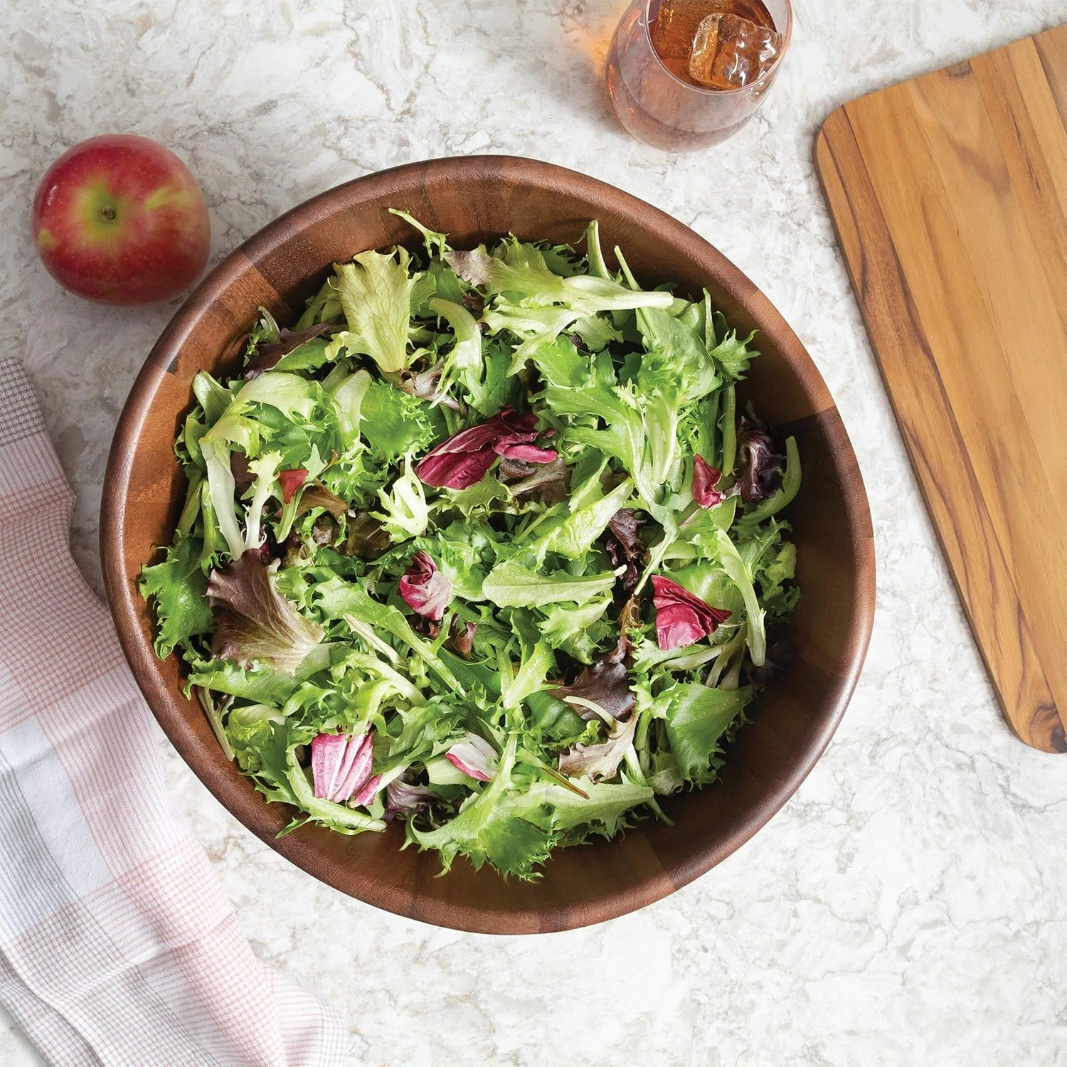 Lipper International Acacia Wave Serving Bowl for Fruits or Salads, Large, 12" D