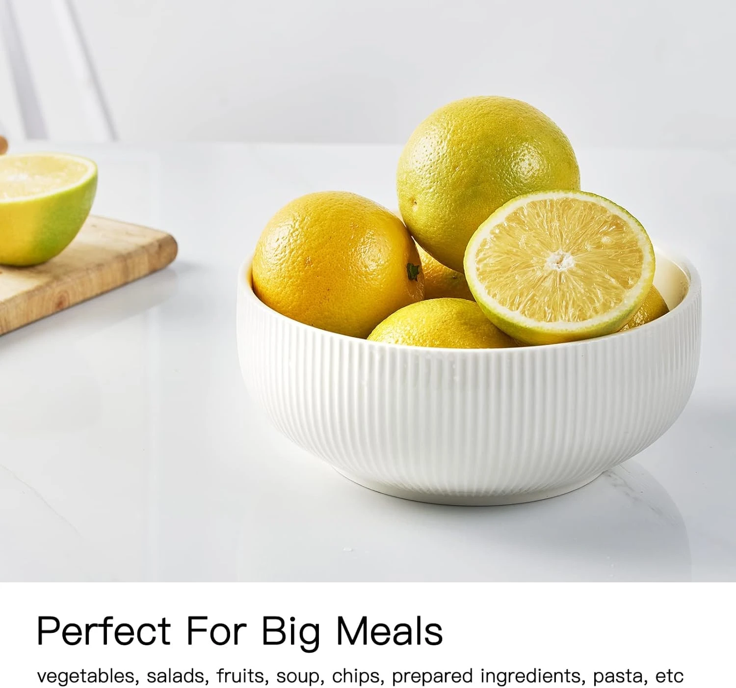 getstar 8-Inch Ceramic Salad Bowl – 60 oz Large Serving Bowl for Fruit, Soup, Pa