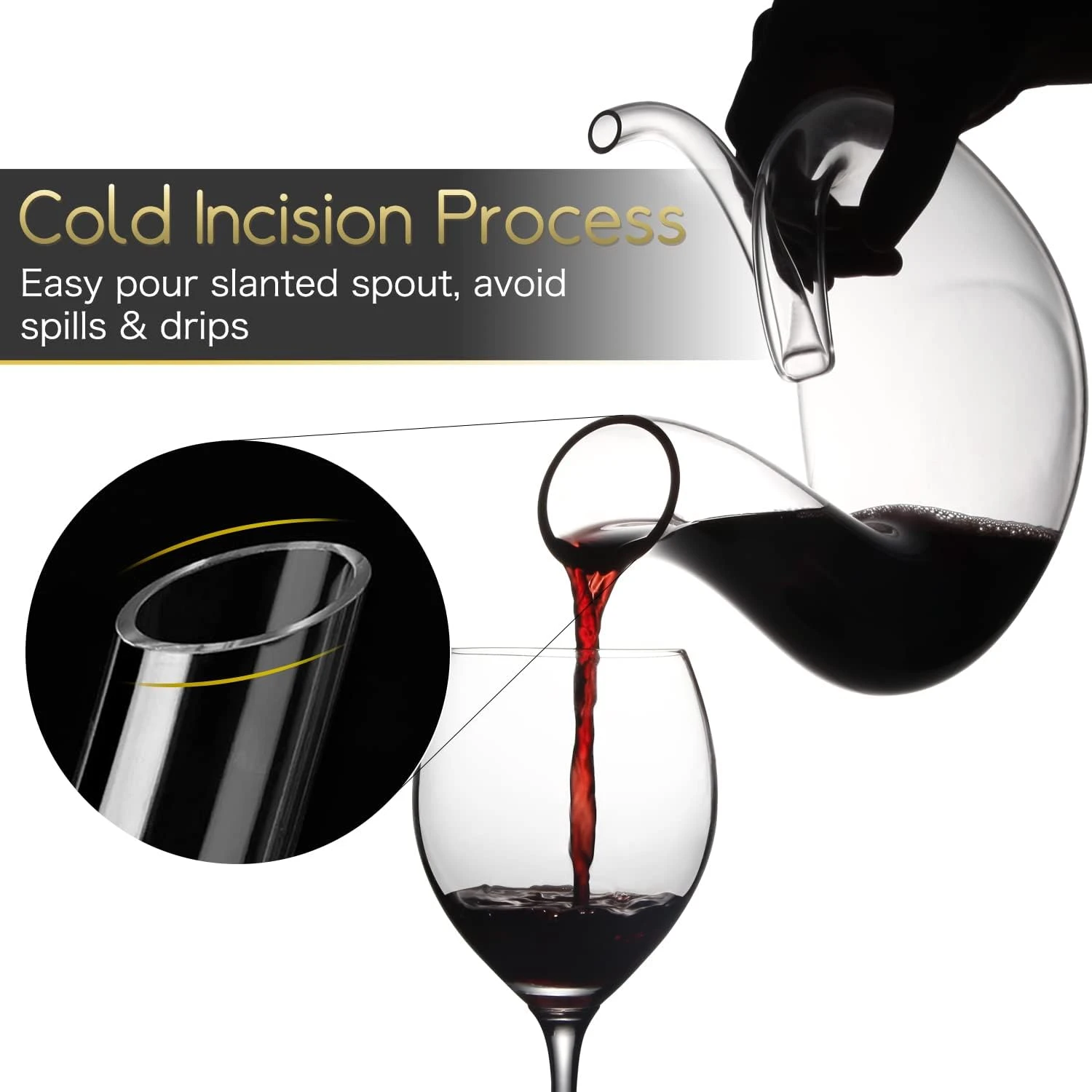 NUTRIUPS Wine Decanter, Red Wine Carafe, Lead-Free Crystal Wine Carafe, Wine Dec