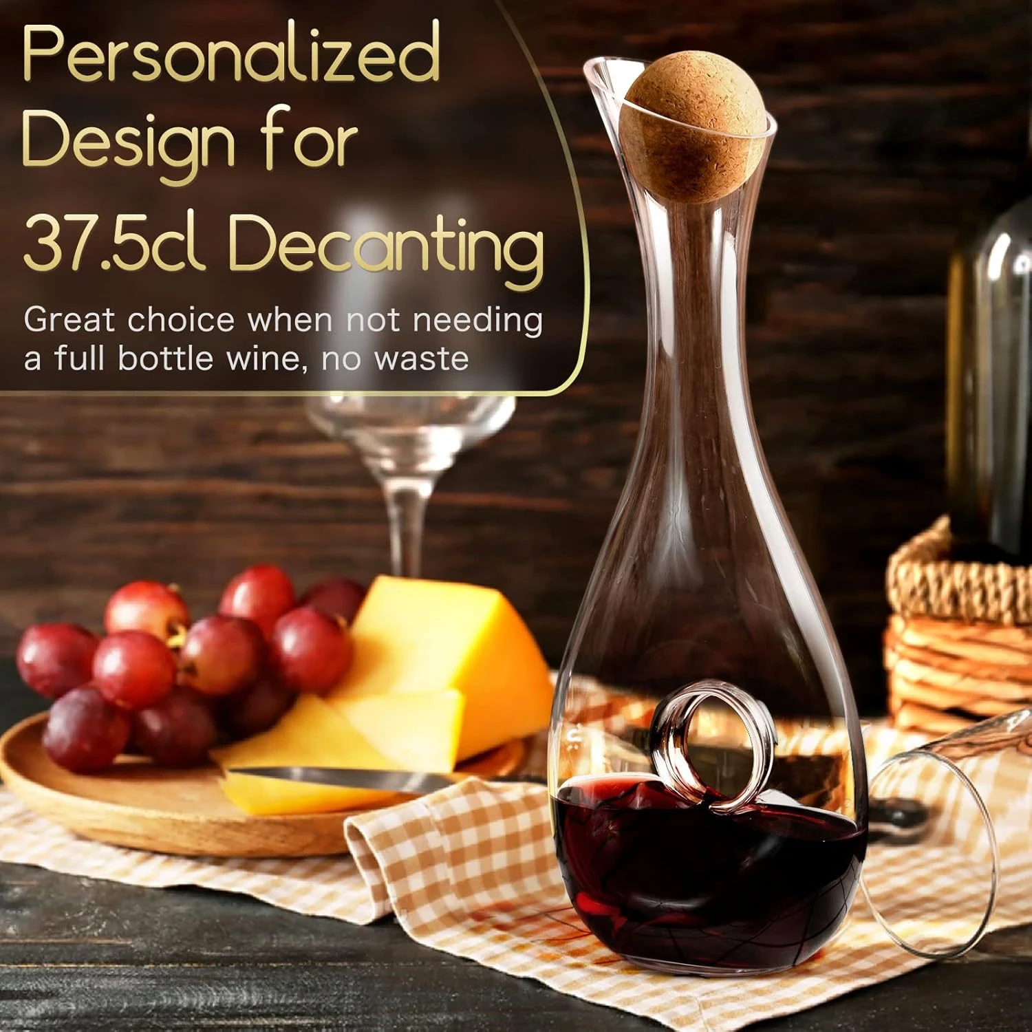 NUTRIUPS Wine Decanter with Stopper,1.2L, Lead-free, Hand Blown, Red Wine Decant