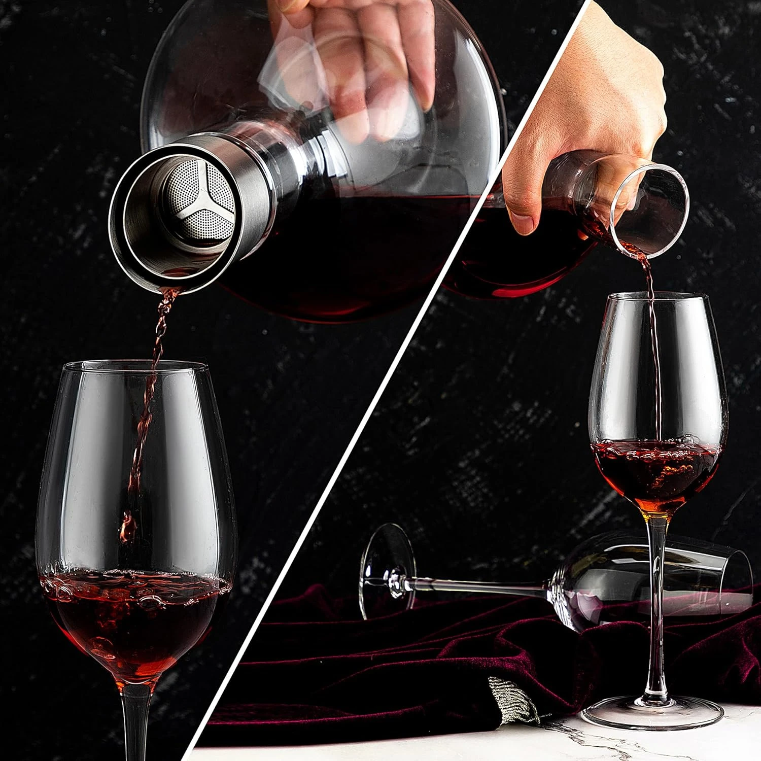 VnoPerito Wine Decanter Set, Red Wine Decanter, Wine Aerator Carafe