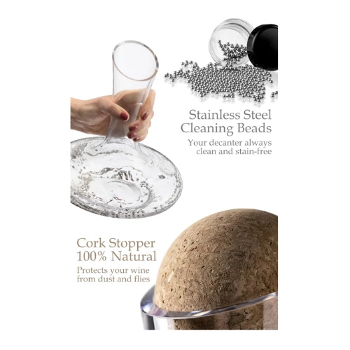 Plaisir de la Cave Wine Decanter & Accessories (Cork Stopper + Cleaning Beads) -
