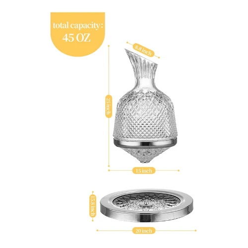 Paysky Wine Decanter 360°Rotating Luxurious Gift for Wine Lover ,Crystal Decante
