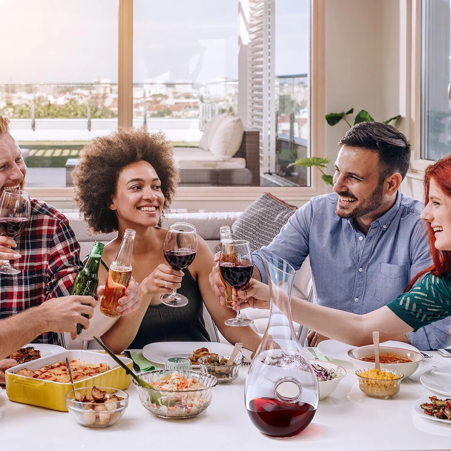 MWNI Wine Decanters and Carafes -1.2 Liters Lead-Free Crystal Wine Decanter Set,