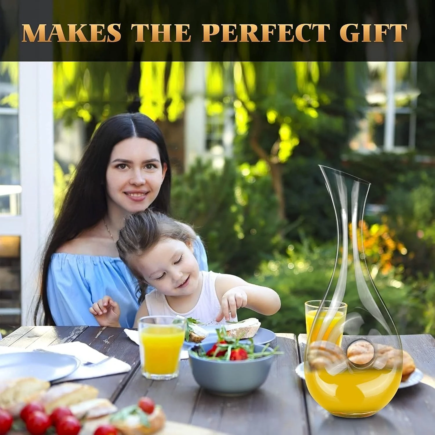 MWNI Wine Decanters and Carafes -1.2 Liters Lead-Free Crystal Wine Decanter Set,