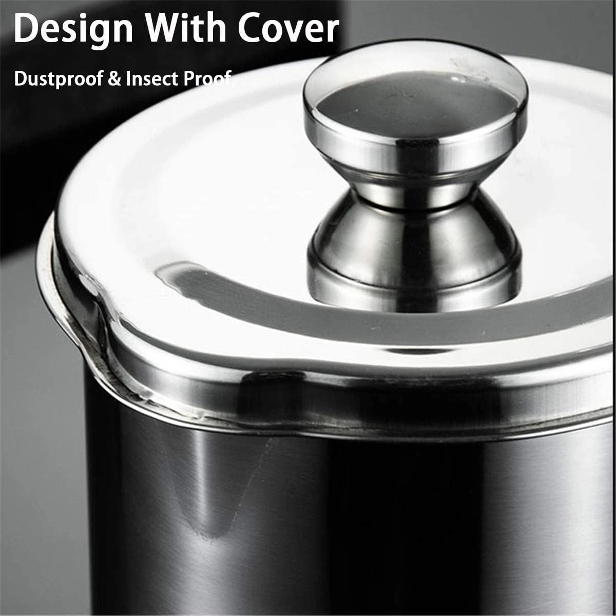 U-HOOME Stainless Steel Oil Filter Pot Oil Strainer, 1.8L Oil Storage Container