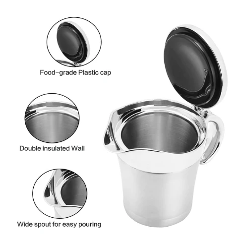 ISTOOLL Stainless Steel Gravy Boat, Double Insulated Gravy Sauce Jug with Hinged