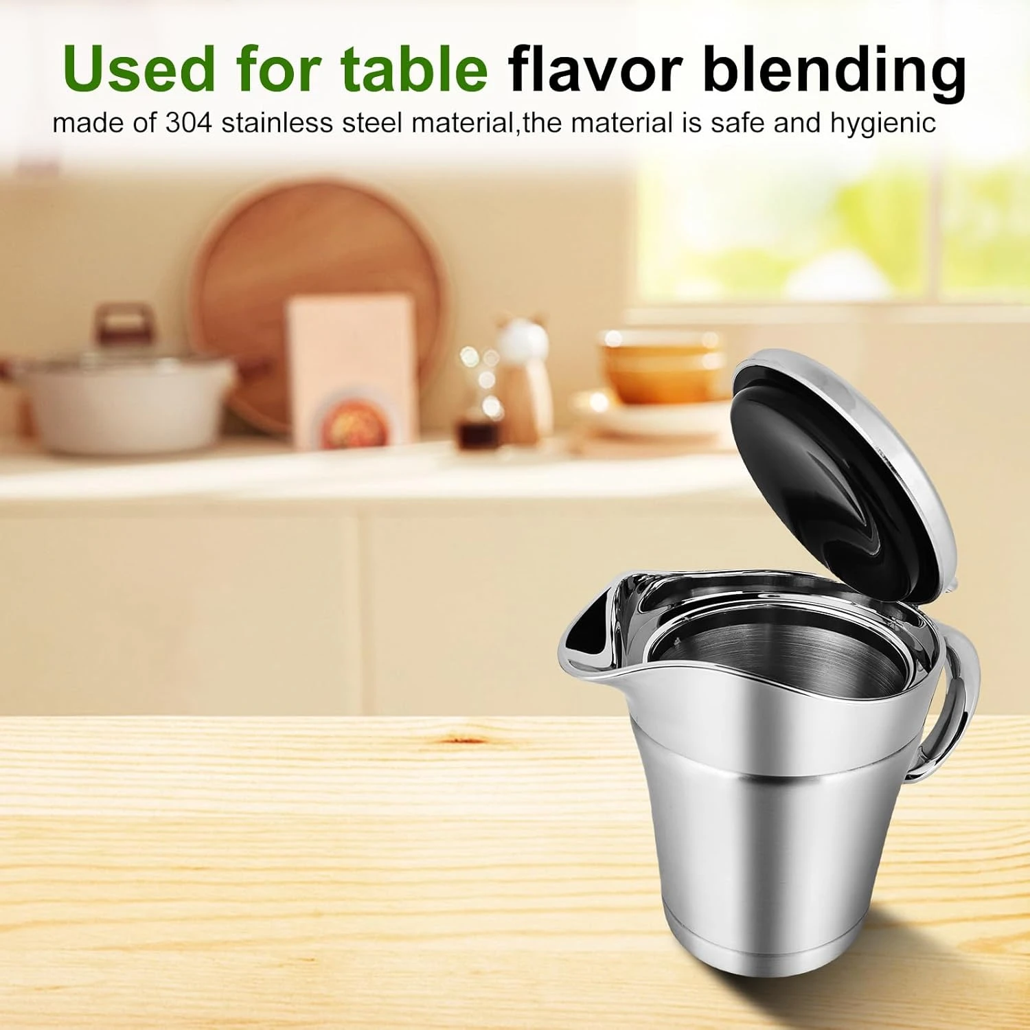 Stainless Steel Thermal Gravy Boat 500 ml, Double Insulated Sauce Jug, Elegant S