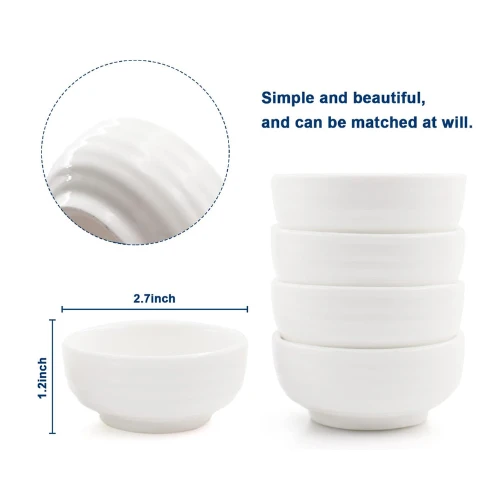 DRAONGYE Ultra-Strong Ceramic Dip Bowls Set, Mini Bowl Soy Sauce Plate, Condimen