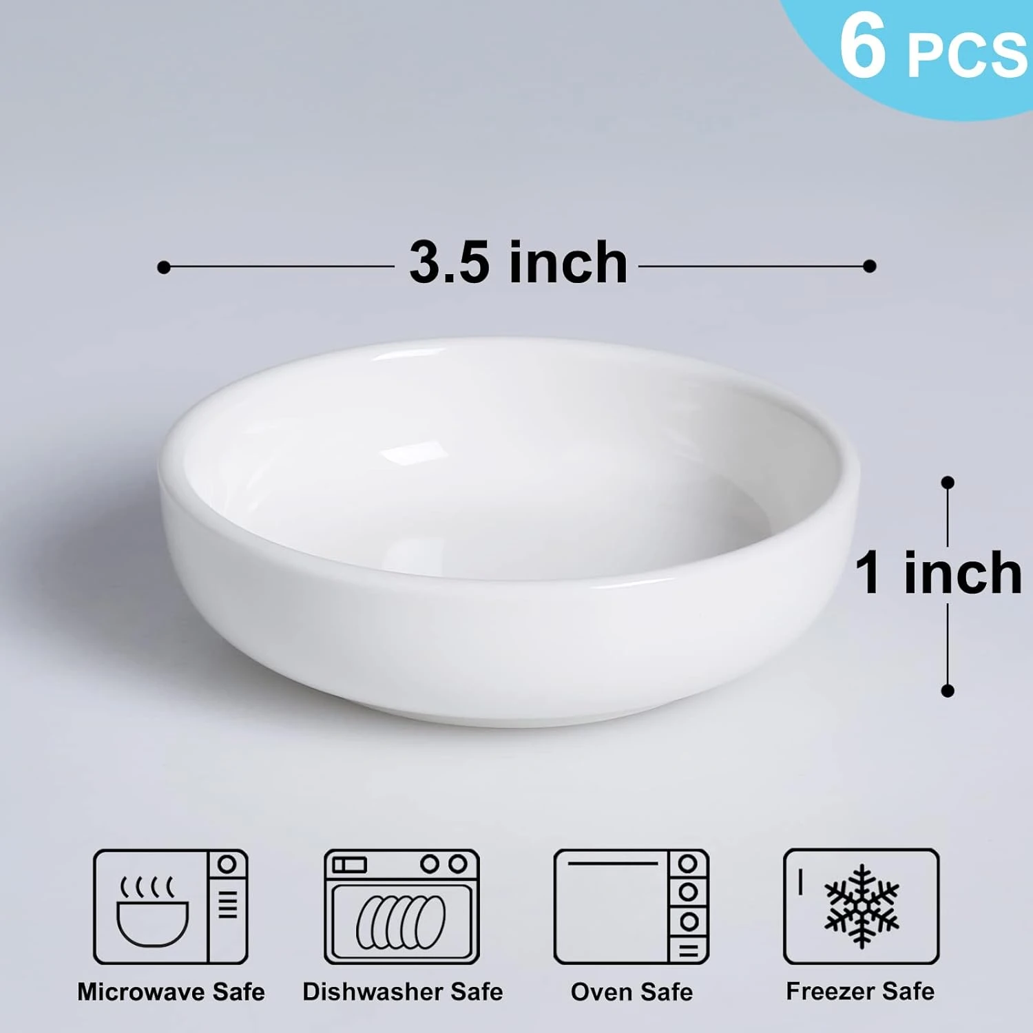 Auanlay Ceramic Dipping Bowls Set of 6, Soy Sauce Dish, 3 Oz Dip Bowls, Mini Pin