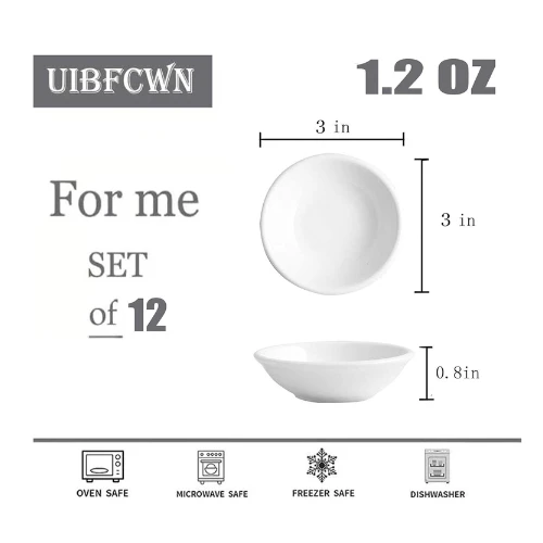 UIBFCWN Sauce Dish Dipping Bowls, 12 Pack Ceramic Dip Bowls Set, 1.2 Oz Soy Sauc