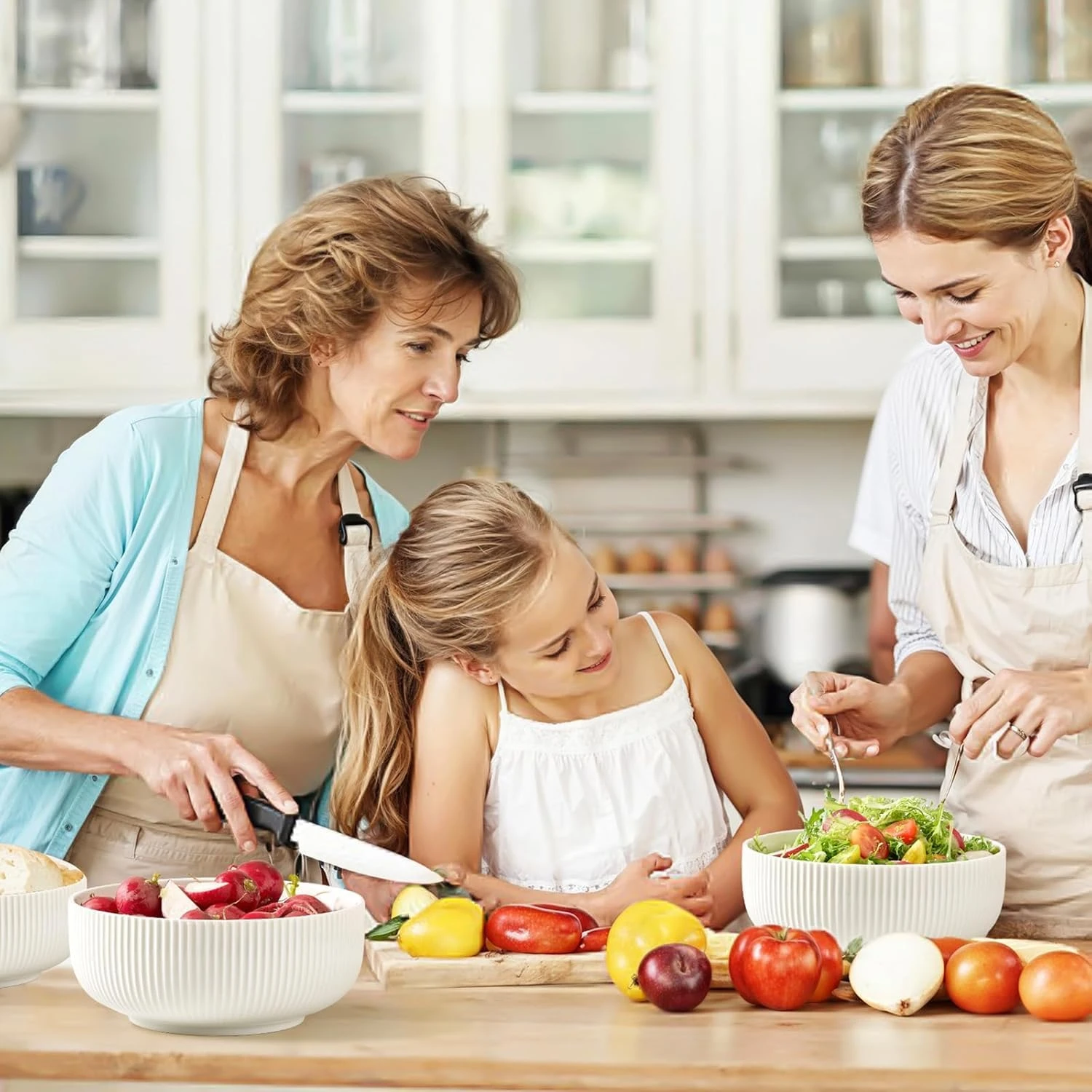 2 Pack Salad Bowl, 8 inch 60 oz Large Serving Bowl Set, Deep Bowl for Kitchen, W