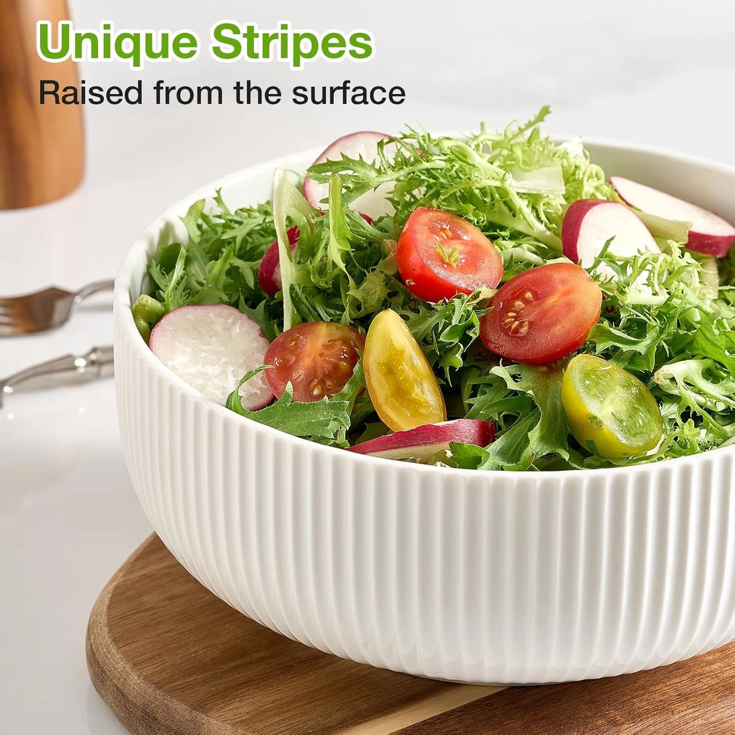 2 Pack Salad Bowl, 8 inch 60 oz Large Serving Bowl Set, Deep Bowl for Kitchen, W