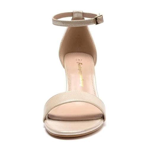 FUNKYMONKEY Women's Chunky High Heels Sandals,Two Strap Open Toe Ankle Strap Hee