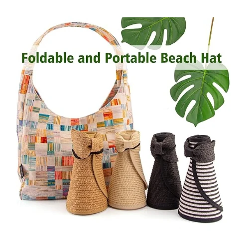 NALACAL Foldable Straw Sun hat for Women, Women's Sun Visor Hats Wide Brim Straw