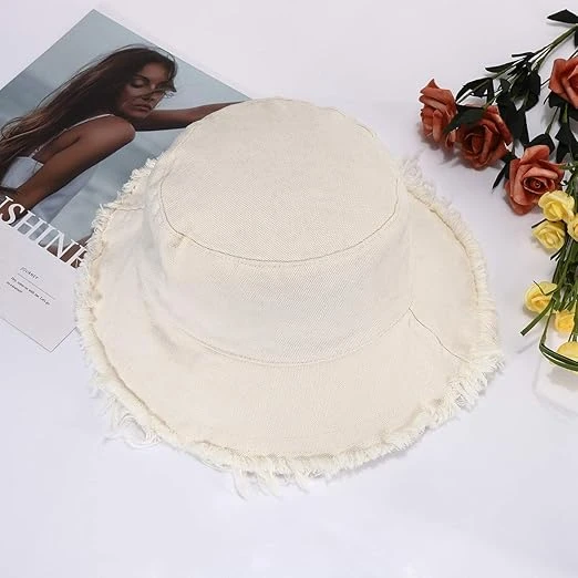 boderier Sun Hats for Women Summer Casual Wide Brim Cotton Bucket Hat Beach Vaca