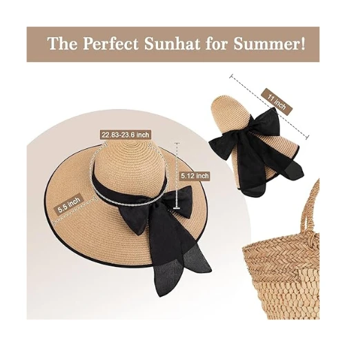 Beach Hats for Women, Wide Brim Sun Straw Hat for Women, Sun Hat UPF 50+ UV Prot
