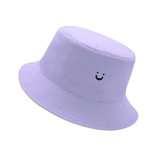 HSYZZY Bucket Hat Unisex 100% Cotton Smile Face Embroidery Reversible Hat Travel