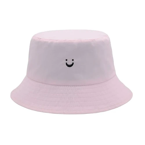 HSYZZY Bucket Hat Unisex 100% Cotton Smile Face Embroidery Reversible Hat Travel