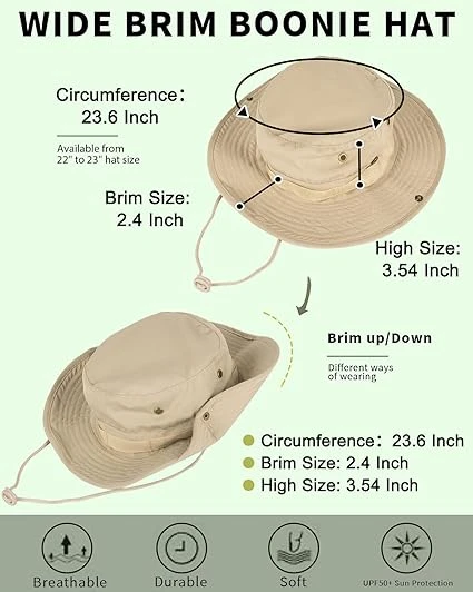 Sun Hats for Men Women Bucket Hat UPF 50+ Boonie Hat Foldable UV Protection Hiki
