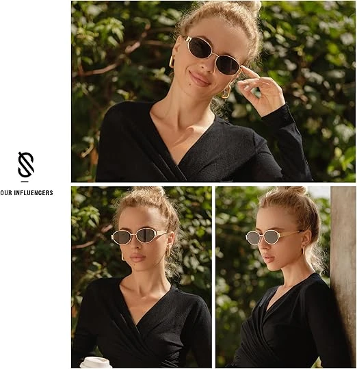 SOJOS Retro Oval Sunglasses for Women Men Trendy Sun Glasses Classic Shades UV40