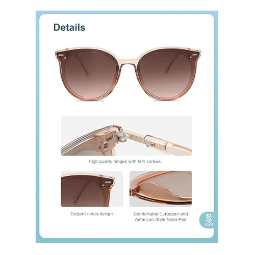 SOJOS Classic Retro Round Sunglasses Women Men Large Glasses SJ2067