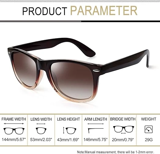 Joopin Square Sunglasses Polarized UV Protection Trendy Classic Sun Glasses Men 