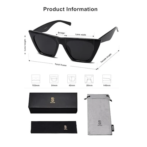 SOJOS Oversized Square Cateye Polarized Sunglasses for Women Men Big Trendy Sunn