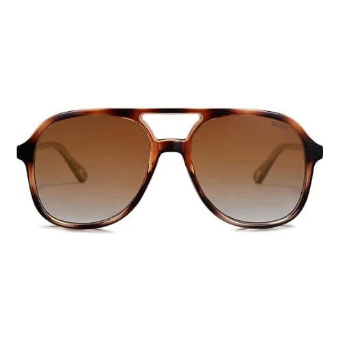 SOJOS Retro Vintage Polarized Sunglasses Double Bridge Brow Bar Square Aviators 