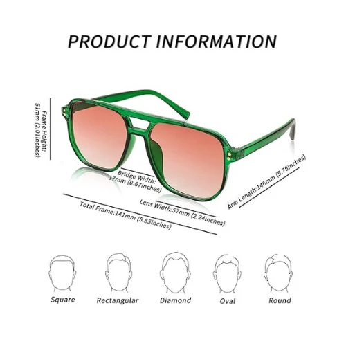 FEISEDY Retro Square Sunglasses Women Men 70s Vintage Trendy Plastic Frame Sun G
