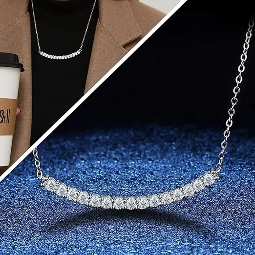 Ladies' Moissanite necklace, 925 silver plated with 18K white gold, 0.5CT lab-cr