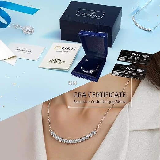 Ladies' Moissanite necklace, 925 silver plated with 18K white gold, 0.5CT lab-cr