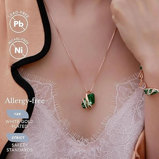 Leafael Wish Stone Pendant Necklace, Necklaces for Women with Birthstone Crystal