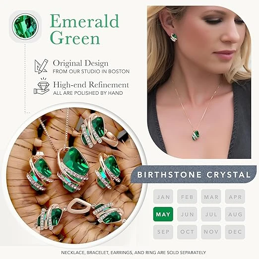 Leafael Wish Stone Pendant Necklace, Necklaces for Women with Birthstone Crystal