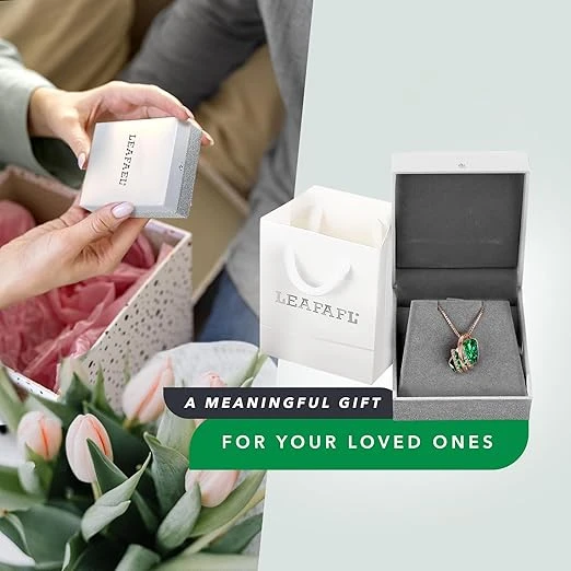 Leafael Wish Stone Pendant Necklace, Necklaces for Women with Birthstone Crystal