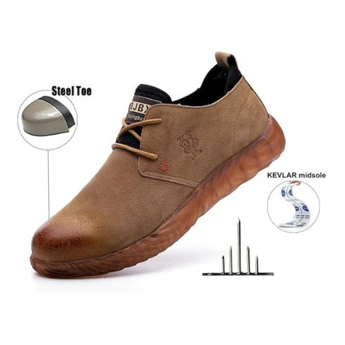 VOLKLAND Men Casual Leather Steel Toe Safety Shoe