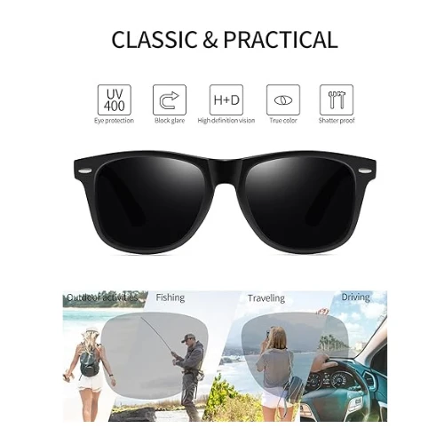 Joopin Square Sunglasses Polarized UV Protection Trendy Classic Sun Glasses Men 