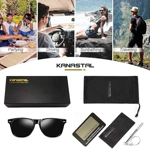 KANASTAL Polarized Sunglasses Men, Fashion Square Sun Glasses Women, Classic Sha