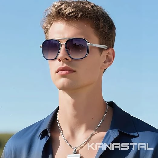KANASTAL Metal Frame Sunglasses for Men, Polarized Sun Glasses Military Goggles 
