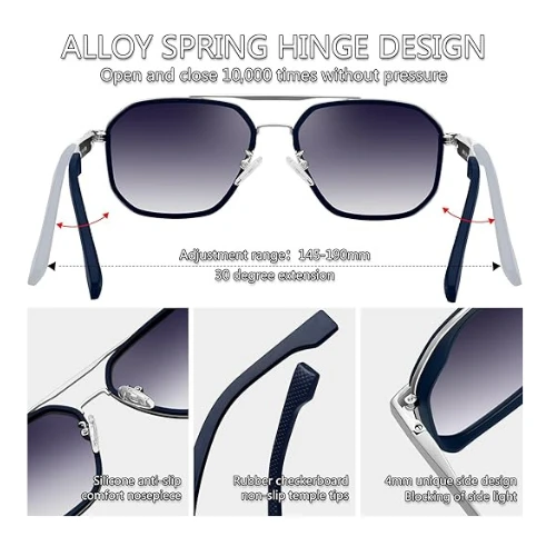 KANASTAL Metal Frame Sunglasses for Men, Polarized Sun Glasses Military Goggles 