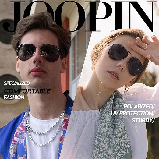 Joopin Polarized Sunglasses for Men Women, Classic Metal Shades With Spring Hing
