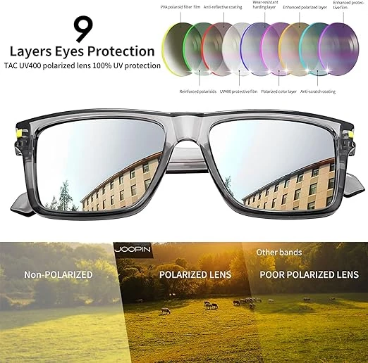 Joopin Sunglasses for Men Women, Polarized Vintage Square Sun Glasses Lightweigh