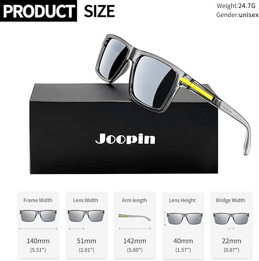 Joopin Sunglasses for Men Women, Polarized Vintage Square Sun Glasses Lightweigh
