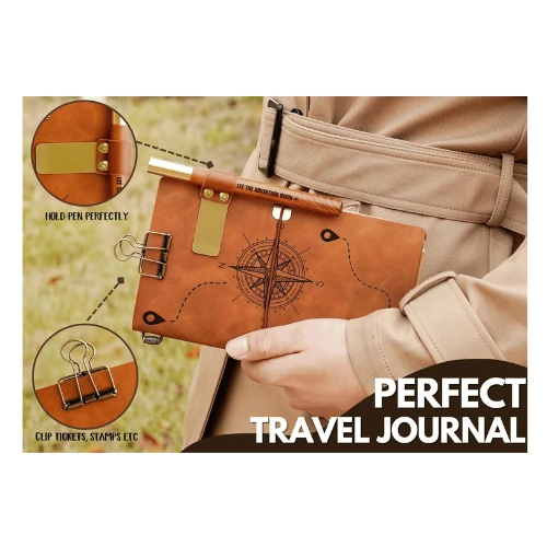 InnoBeta Refillable Leather Journal Travelers Notebook 7x5 Inches, Travel Diary 