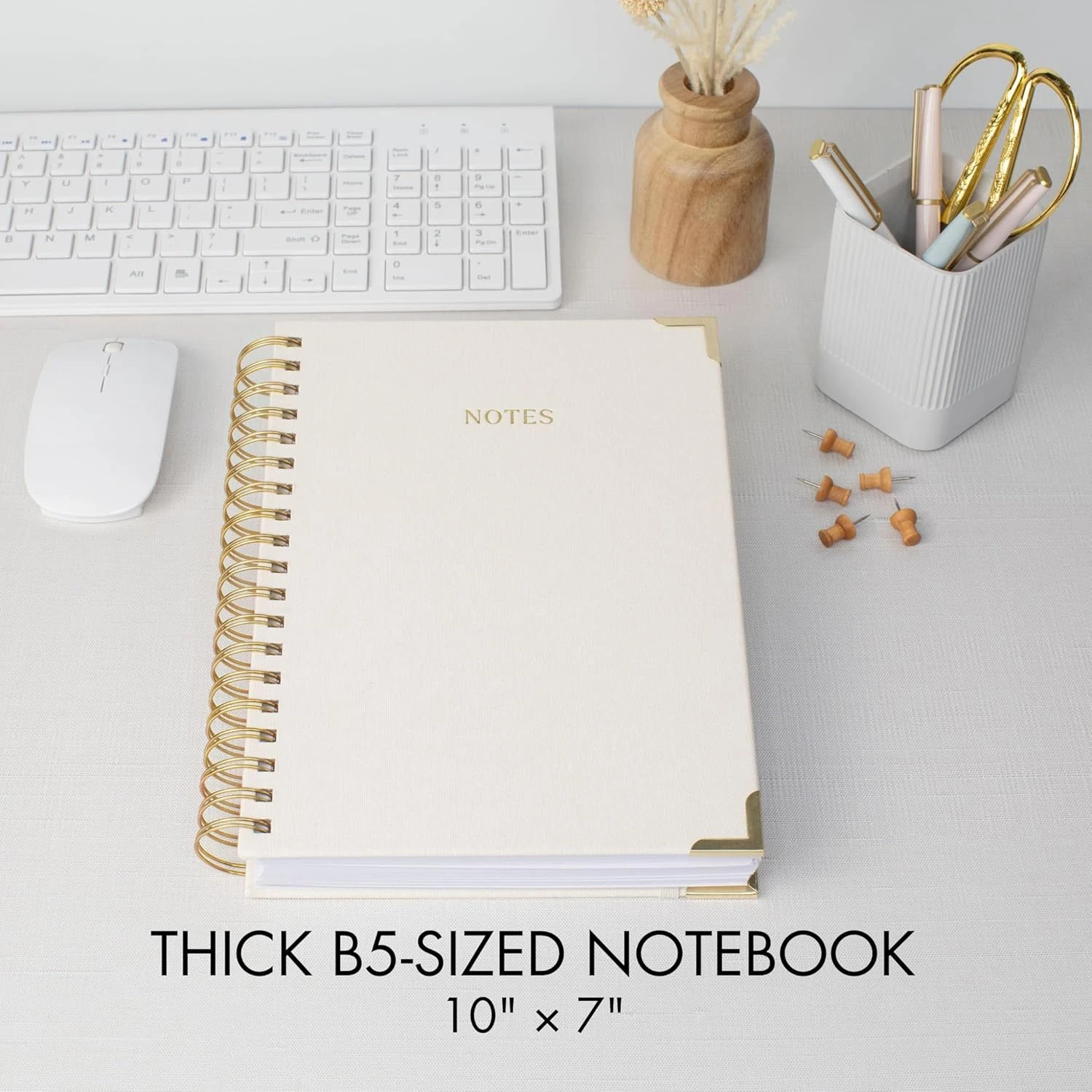 Aesthetic Thick Spiral Notebook Journal For Women in B5 Format - Modern Linen Ha