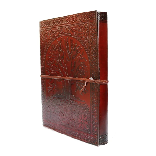 Handmade Large 10" Embossed Leather Journal Celtic Tree Of Life blank personal D