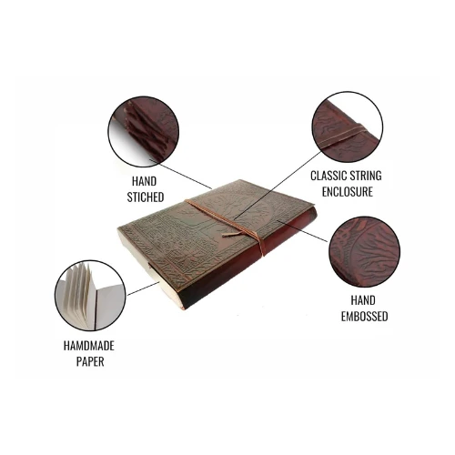 Handmade Large 10" Embossed Leather Journal Celtic Tree Of Life blank personal D