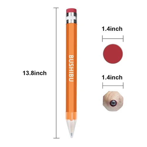 BUSHIBU Wooden Jumbo Pencils for Prop/Gifts/Decor - 14 Inch Funny Big Novelty Pe