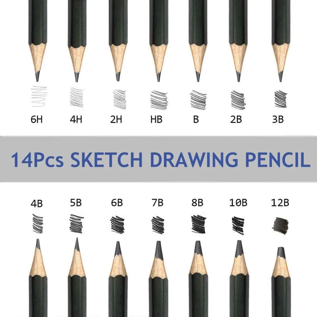 Diagtree Pencils Artist Sketching Set Drawing Pencils Set, 14pcs Sketching Penci